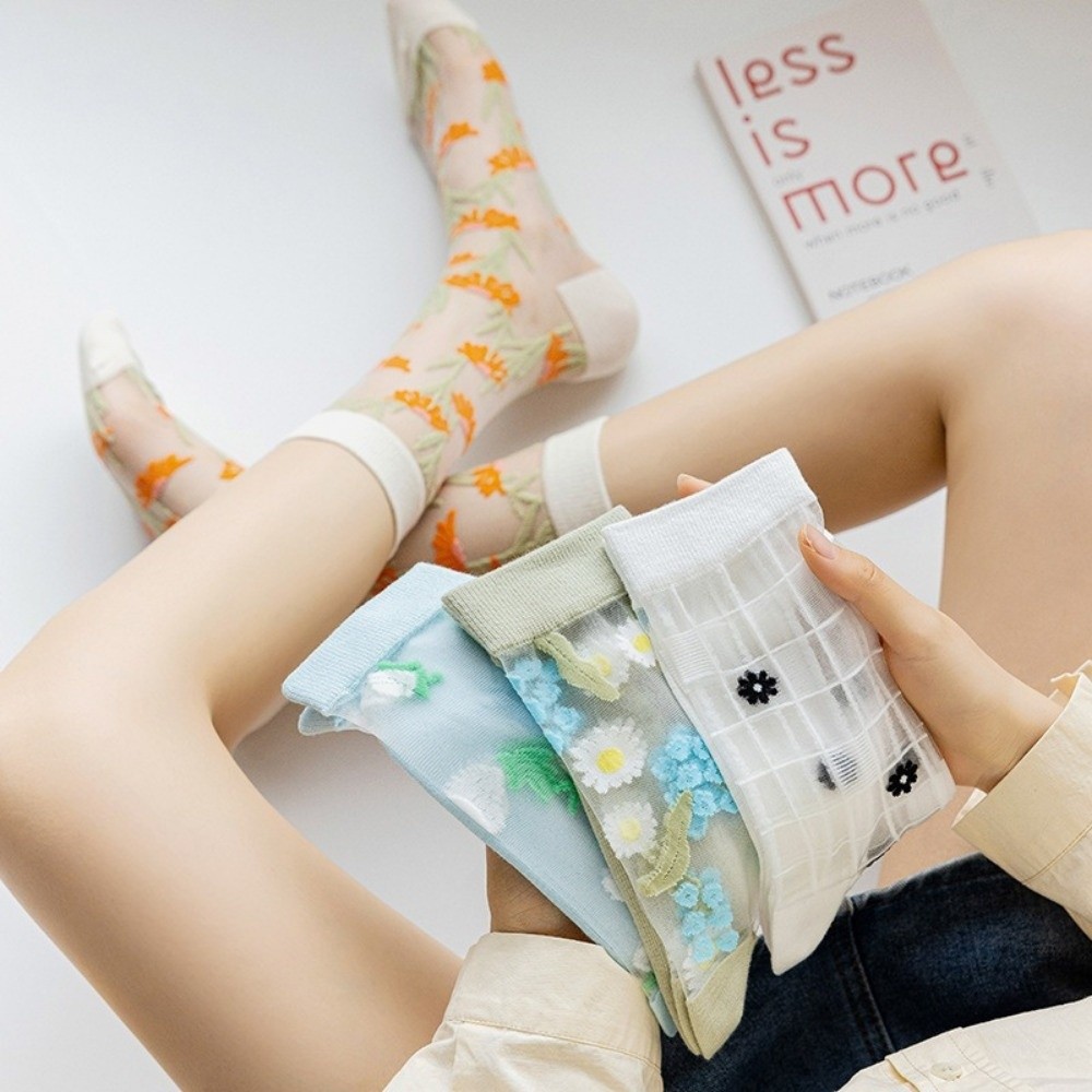 Kaus Kaki Bordir Bunga Ultra T - Crystal Mesh Fabric ulasan dan harga