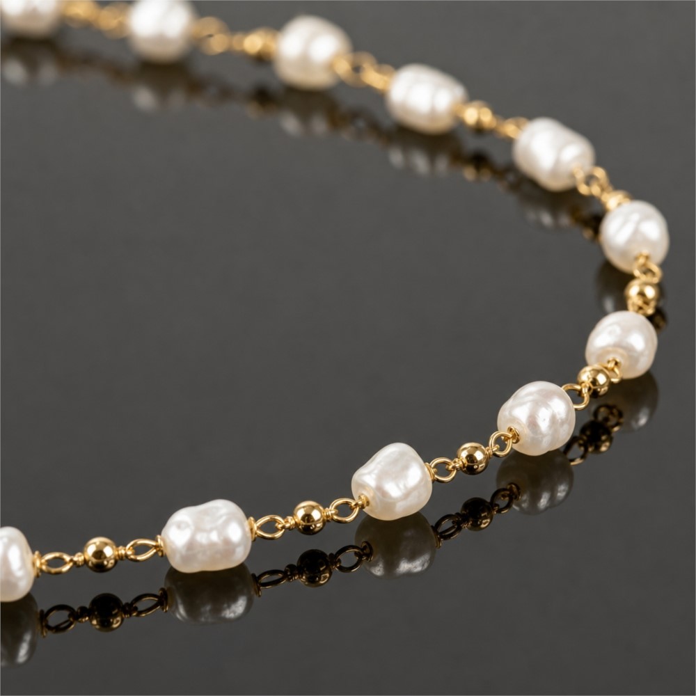 Rantai Kuningan Mutiara Imitas - Pearl Trim Chain ulasan dan harga