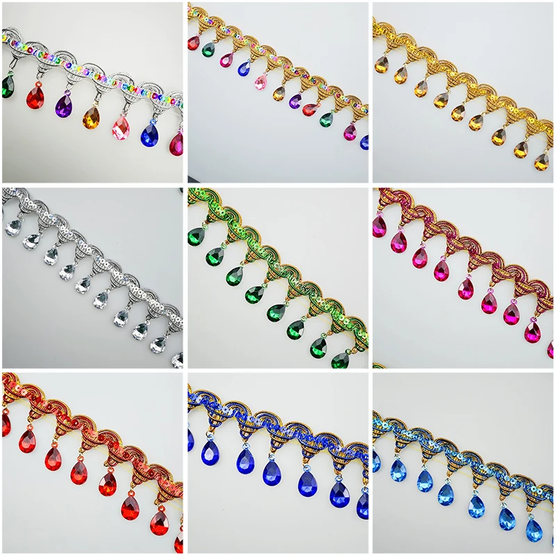 Rumbai Berhias Berlian Imitasi - Tassel Fringe Trim ulasan dan harga